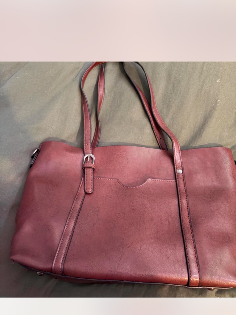 Red Leather Tote Bag